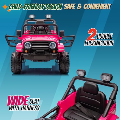 12V Kids Ride on Truck with Remote Control (Hot Pink)