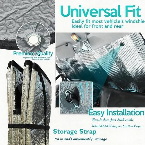 Car Windshield Sunshade UV Ray Reflector Auto Window Sun Shade Visor Shield Cover (Silver)