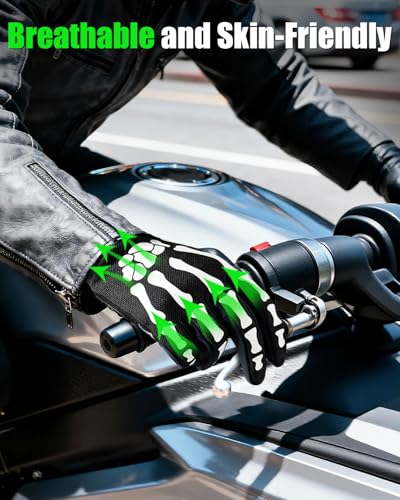 Motorcycle Gloves for Men and Women (White Skeleton / Medium)