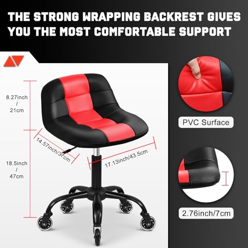 Rolling Shop Stool with Wheels (Red)