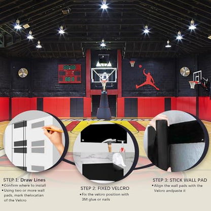 60" 72" High Gym Wall Padding 2" Thick Foam Basketball Court Wall Mount Protector for Garage Taekwondo Babyroom (DARK GREY / 72" x 20" x 2")