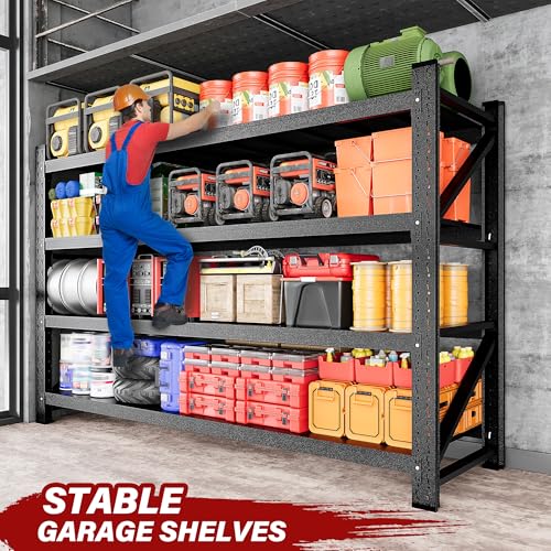 9000LBS Heavy Duty Garage Shelving Units (Matte Black / 75"Wx24"Dx70"H)