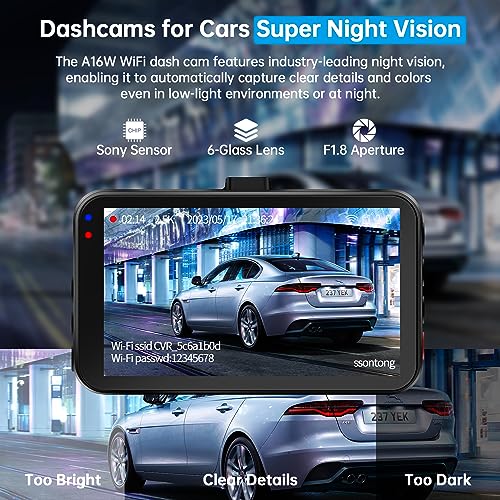 Dash Cam Front and Rear (64GB-A16W Dash Cam Front and Rear 2.5K WiFi)