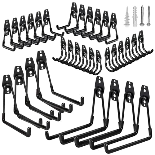 32 Pack Steel Garage Hooks Heavy Duty (32pcs - Black)