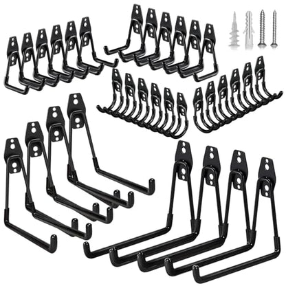 32 Pack Steel Garage Hooks Heavy Duty (32pcs - Black)