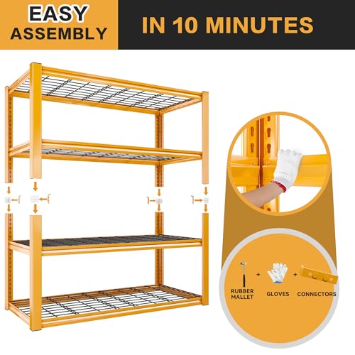 40" W Yellow Garage Shelving with Double (Orange)