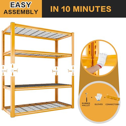 40" W Yellow Garage Shelving with Double (Orange)