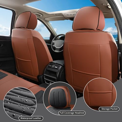 Car Seat Covers Full Set (Brown-Black / Front Pair)
