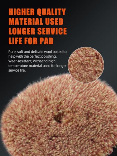 Wool Polishing Pads (2Pcs 6Inch Ultra Coarse Long Hair Wool / 6 Inch (150mm))