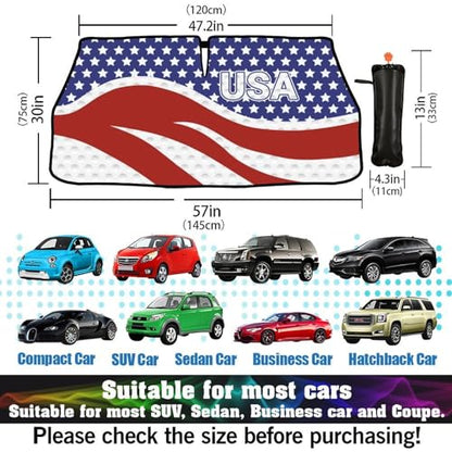 American USA Flag Car Windshield Sunshade Umbrella Foldable (57X31 Inch / styled45f)