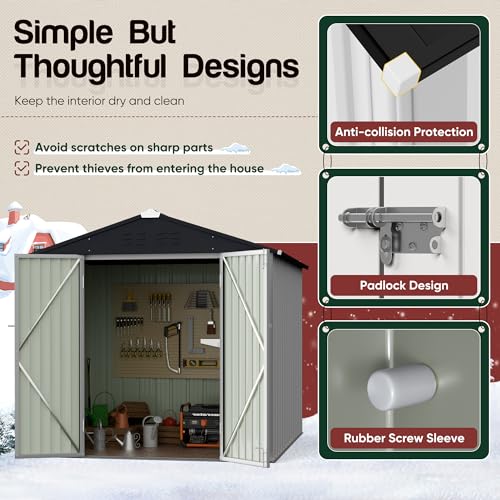 6x4 FT Outdoor Storage Shed (White / 6x4 FT)