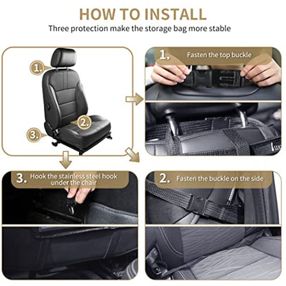 Car Backseat Organizer with Foldable Tablet Holder (Black-3 / 2 Pack with Food Tray)