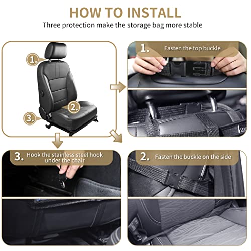 Car Backseat Organizer with Foldable Tablet Holder (Black-2 / 1 Pack with Food Tray)