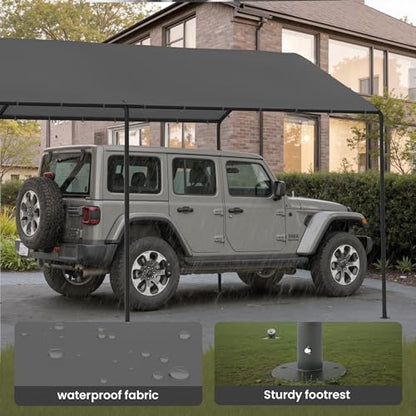 10x20 Carport Heavy Duty Portable Garage Shelter (Gray / 10x20 without sidewalls)
