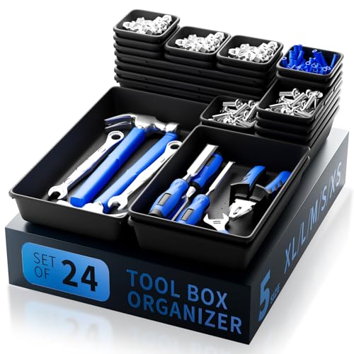 Tool Box Organizer Tray (Black: 24 PCS)
