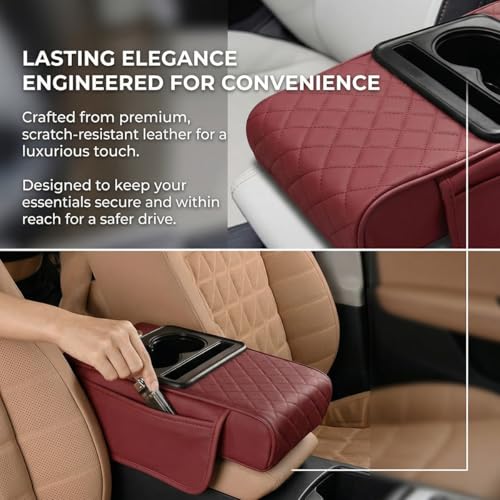 Car Center Console Cover (Burgundy)