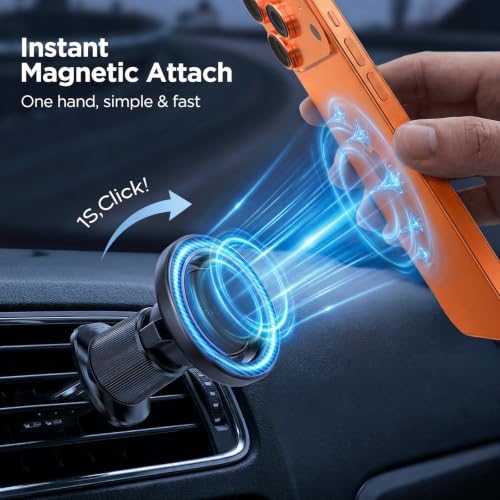 Car Phone Holder for Magsafe [Strong Magnets] Magnetic Phone Holders for Your Car (Carbon Fiber Black)