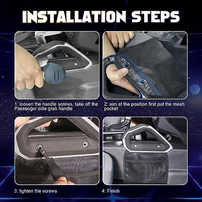 Car Interior Center Console Side Passenger Seat Gap Pocket Organizer Grab Handle Mesh Storage Bag Accessories