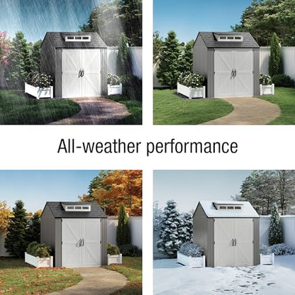 Resin Outdoor Storage Shed With Floor (7'x7' / Gray)