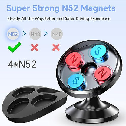 2 Pack 】 Magnetic Phone Holder for Car Dashboard【Strong Magnet】iPhone Magnetic Phone Mount for Car Phone Holder 【4 Metal Plate】Cell Phone Holders for Your Car Mount for iPhone 17 Pro Max Air 16 15 (Black)