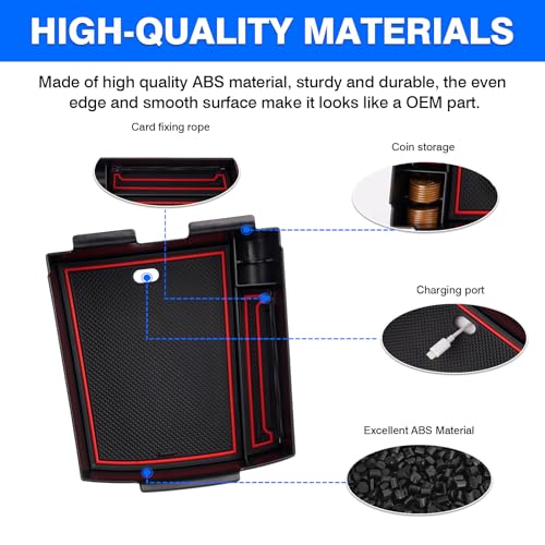 Center Console Organizer for 2025 Tucson Limited Accessories Armrest Storage Box Secondary Insert Tray with 2 Color Mats (2025 Hyundai Tucson)