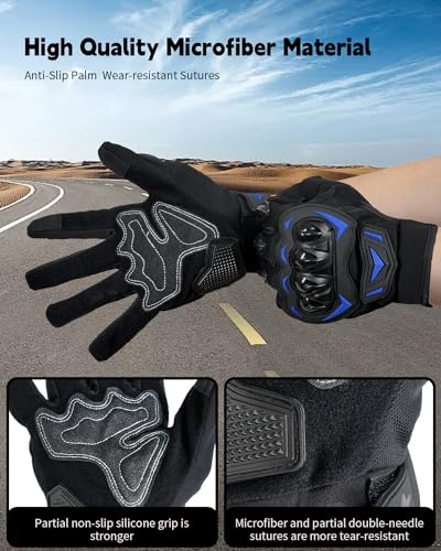 Motorcycle Gloves for Men (Blue / Medium)