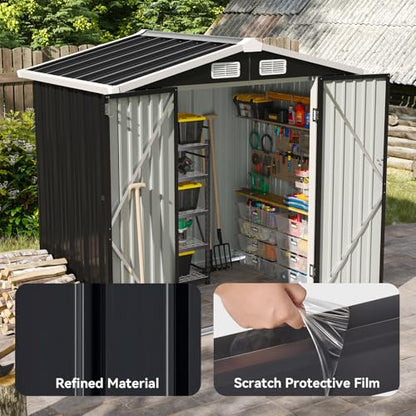 6x4 FT Shed Outdoor Storage Shed (Black / 6'x4')