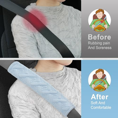 2 Pack Universal Car Shoulder Strap Pads Cover for A More Comfortable Driving (Pale Blue)