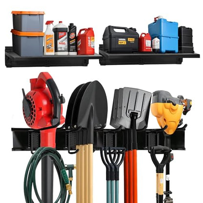 Garage Tool Organizer Wall Mount 64" (Black / 64" (2 Shelves))