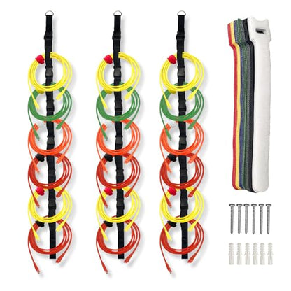 3 Pcs Extension Cord Organizers Storage Garage Extension Cord Holder with 6 Slots Organizer Straps with 28 Pcs Cable Ties 6 Pcs Hardware Nails for Vertical Space Cable Hose Rope String Lights