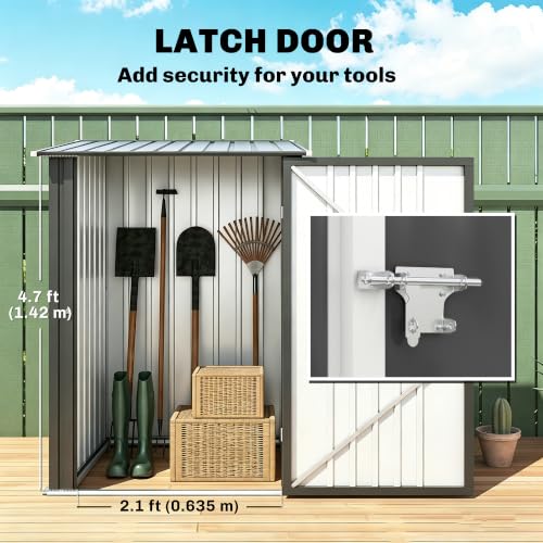 3.3' x 3.4' Outdoor Storage Shed Sloping Roof Lockable Door Gray (Dark Gray / 3.3' x 3.4')
