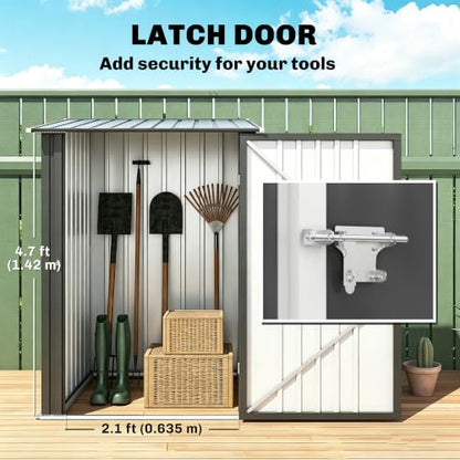 3.3' x 3.4' Outdoor Storage Shed Sloping Roof Lockable Door Gray (Dark Gray / 3.3' x 3.4')