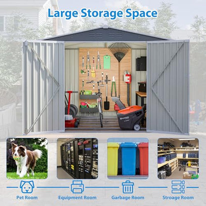 Metal Outdoor Storage Shed (Light Gray / 8x6 Ft)