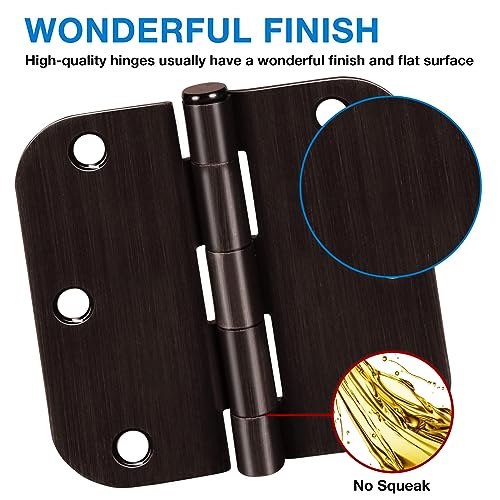 Rounded Door Hinges 3.5" x 3 1 (Oil Rubbed Bronze-Rounded / 3 Pack-no squeak)