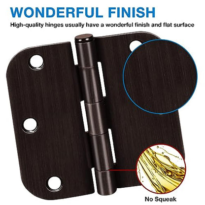 Rounded Door Hinges 3.5" x 3 1 (Oil Rubbed Bronze-Rounded / 12 Pack-no squeak)