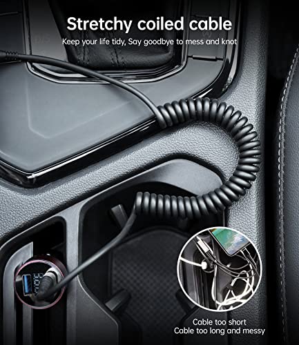 USB Type C Coiled Cable Fast Charging (3FT/5FT / USB A to USB C / Silver)