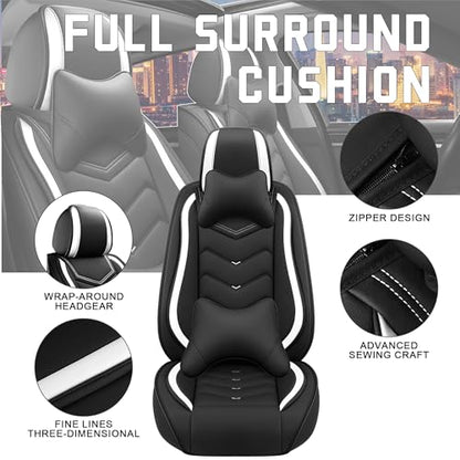 Car Seat Covers for Chrysler Pacifica 2004 (2 Pcs Front with Pillow / Black White)