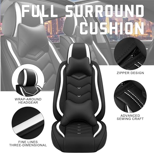Car Seat Covers for Chrysler Pacifica 2004 (Full Set with Pillow / Black White)
