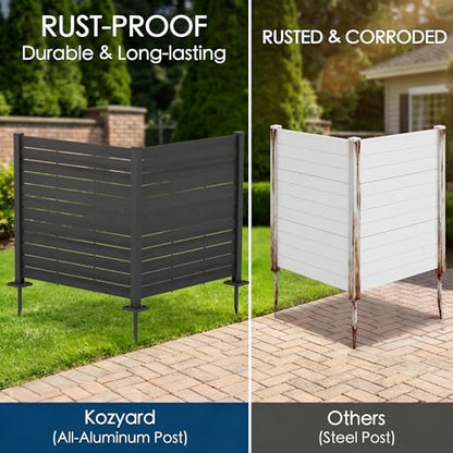 50" W x 48" H Outdoor Privacy Screen with Aluminum Posts (3 Panels/DarkGray)