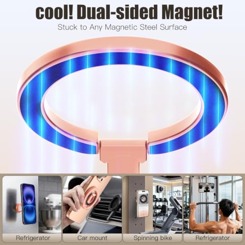 Magnetic Phone Ring Grip for MagSafe Compatible with iPhone Samsung (Rose Gold)