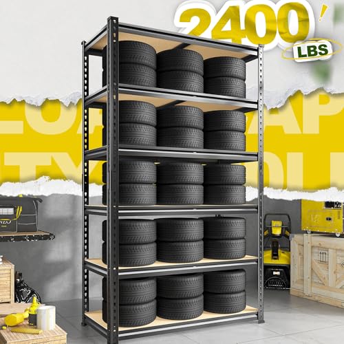 6 Tier Storage Shelves Adjustable Shelving Units for Garage Home (15.7"D × 31.5"W × 78"H)