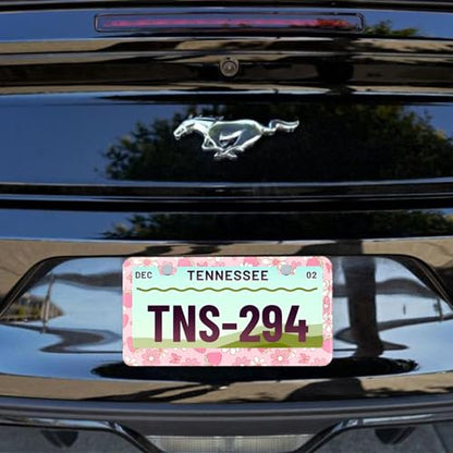 Pink Strawberry Butterfly Floral License Plate Frame Stainless Steel License Plate Frames Holder Covers Rust (Pink Butterfly Strawberry floral)