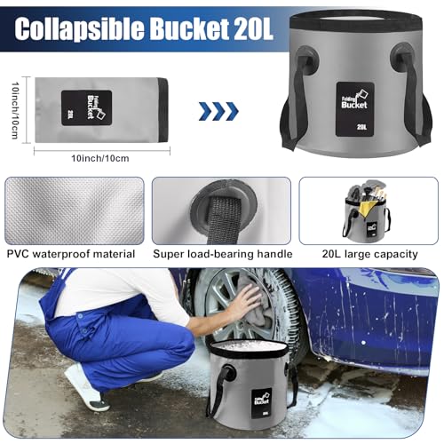 21Pcs Car Cleaning Kit with High Power Handheld Vacuum (Grey / 21Pcs)