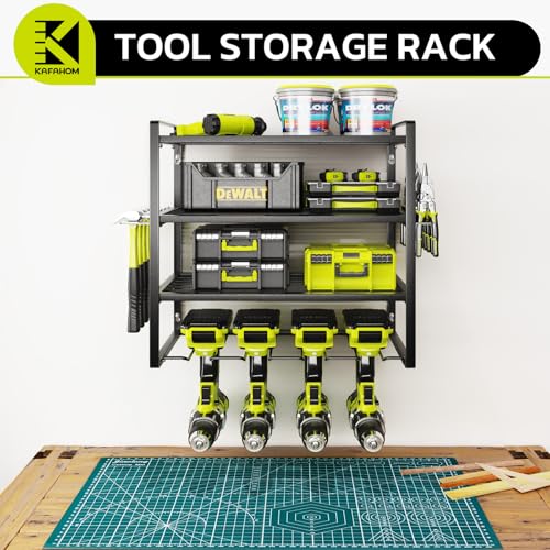 Power Tool Organizer (4-Layer 4-Drill / 4 Cordless Drills Black)