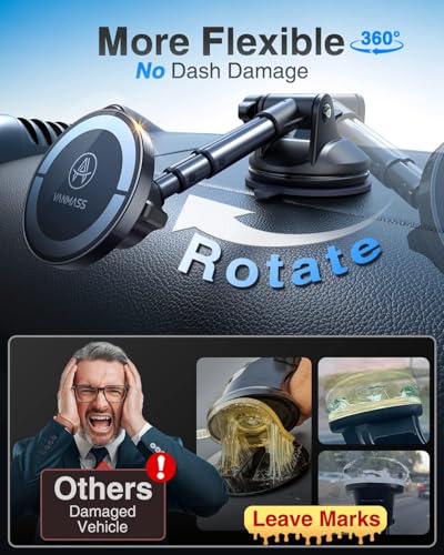 for MagSafe Car Holder [Dash+Windshield+Vent] Magnetic Phone Mount (Black)