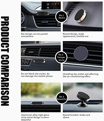 Flat Magnetic Phone Mounts 3 Pack. Black Cell Phone Holder for Car Dashboard (Black: 3 pack)