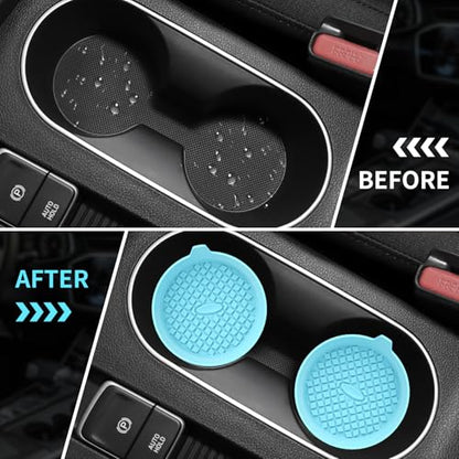 Car Cup Holder Coasters [4 Pack] Silicone Cups Mats (4pack-sky Blue)