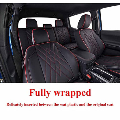 Tacoma Front Seat Covers Custom Fit for Toyota Tacoma 2012 2013 2014 2015 (Leather (Black with Red Trim) / 2012-2015 Tacoma Front Row (Regular Seats))