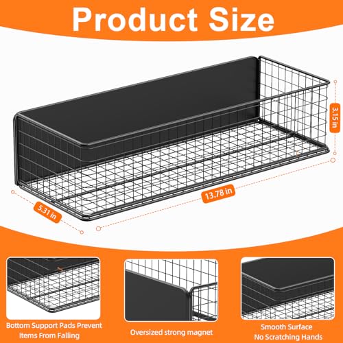 2Pack Magnetic Basket Organizer Holder for Fridge Magnetic Storage Bin Box Containers for Refrigerator Whiteboard Classroom (Magnetic Basket Organizer Holde)