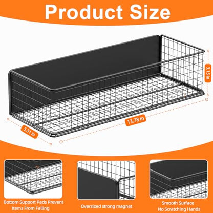 2Pack Magnetic Basket Organizer Holder for Fridge Magnetic Storage Bin Box Containers for Refrigerator Whiteboard Classroom (Magnetic Basket Organizer Holde)